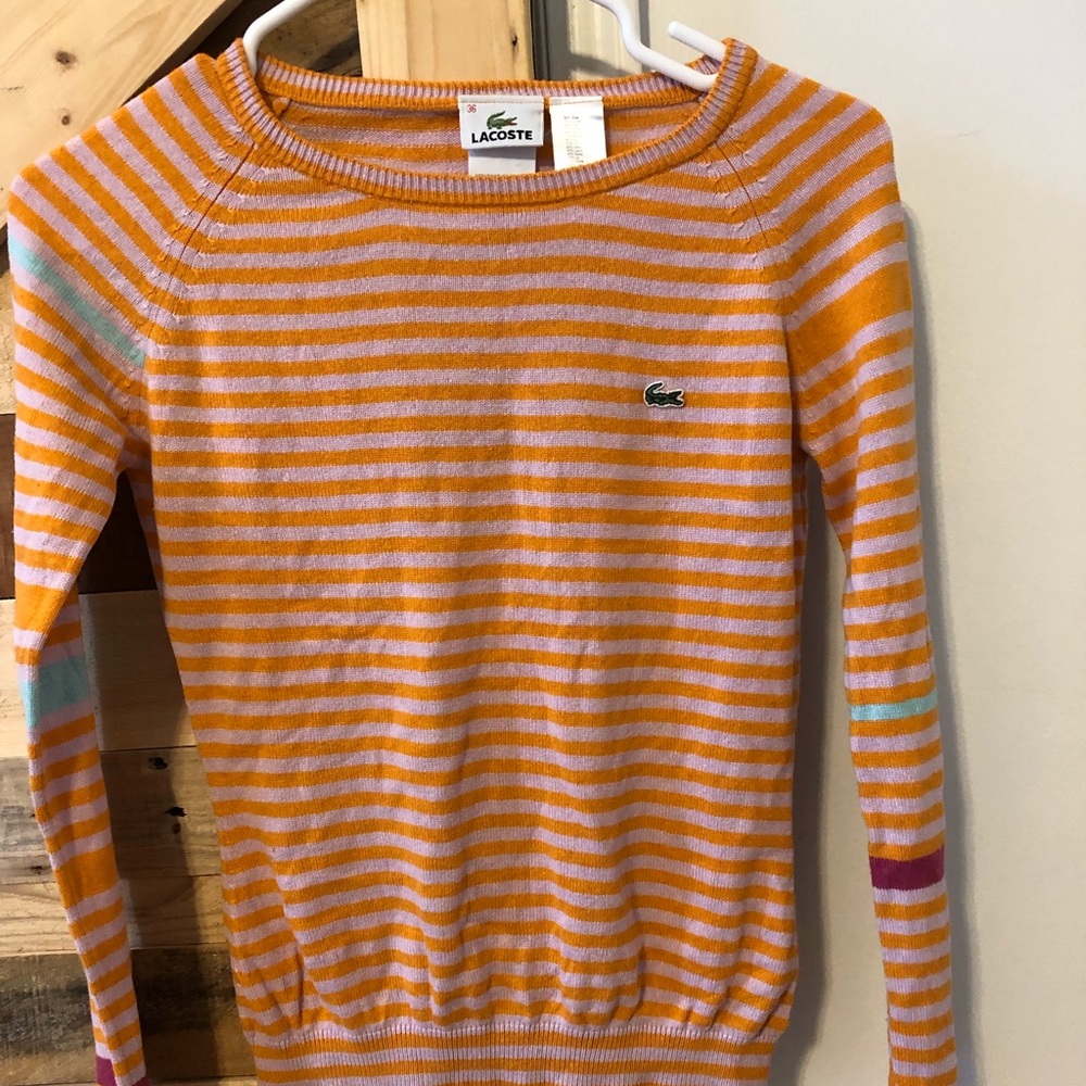 Orange striped Lacoste sweater